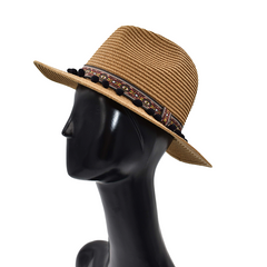 SOMBRERO FEDORA CAMEL CINTA TRIBAL