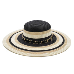 SOMBRERO PAMELA DE RAYAS DETALLE DE CINTA CON MOÑO NEGRO