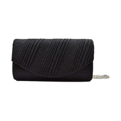 BOLSA CLUTCH CON DETALLE DE LINEAS Y BRILLOS NEGRO