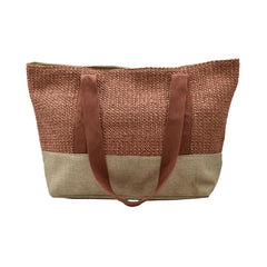 BOLSA DE PLAYA CON TEJIDO CAFÉ