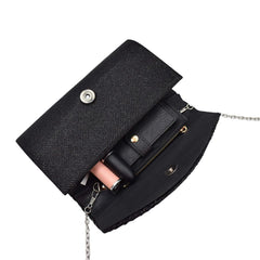 BOLSA CLUTCH CON DETALLE DE LINEAS Y BRILLOS NEGRO