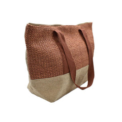 BOLSA DE PLAYA CON TEJIDO CAFÉ