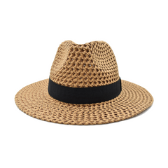 SOMBRERO FEDORA TEJIDO CON CINTA