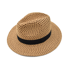 SOMBRERO FEDORA TEJIDO CON CINTA