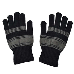 GUANTES DE CABALLERO AFELPADOS NEGRO CON DETALLE DE LÍNEAS EN HORIZONTALES GIS