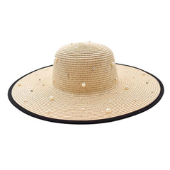 SOMBRERO PAMELA BEIGE DETALLE DE PERLAS