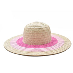 SOMBRERO PAMELA BEIGE DETALLE EN ALA EN TONOS ROSAS