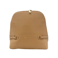 Mochila Casual Para Mujer Camel Efecto Cuero con Detalles en Dorado