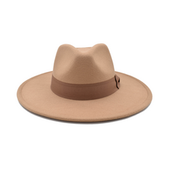 FEDORA FLOPPY BEIGE CLARO CON CINTA CAFÉ