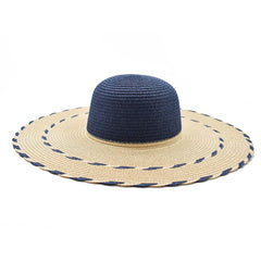 SOMBRERO PAMELA BEIGE DETALLES EN AZUL