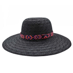 SOMBRERO PAMELA NEGRO DETALLE DE CINTA MULTICOLOR