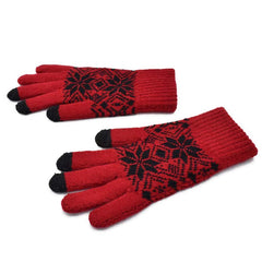 GUANTES TOUCH UNISEX CON MOTIVOS NAVIDEÑOS ROJO