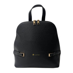 Mochila Casual Para Mujer Negro Efecto Cuero con Detalles en Dorado