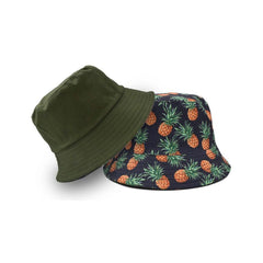 BUCKET HAT DOBLE VISTA VERDE PRINT PIÑAS