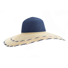 SOMBRERO PAMELA BEIGE DETALLES EN AZUL