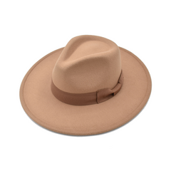 FEDORA FLOPPY BEIGE CLARO CON CINTA CAFÉ