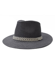 SOMBRERO FEDORA NEGRO DETALLE DE CINTA PARA CABALLERO