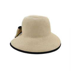 SOMBRERO VISERA BEIGE DETALLE DE MOÑO