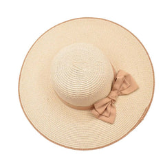 SOMBRERO PAMELA BEIGE CINTA Y MOÑO CAFÉ