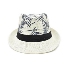 SOMBRERO FEDORA DE NIÑO HOJAS BLANCO