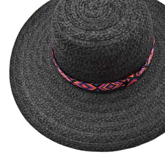 SOMBRERO PAMELA NEGRO DETALLE DE CINTA MULTICOLOR