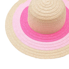 SOMBRERO PAMELA BEIGE DETALLE EN ALA EN TONOS ROSAS