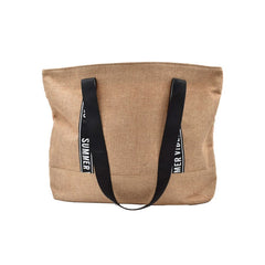 BOLSA DE PLAYA BEIGE CON NEGRO