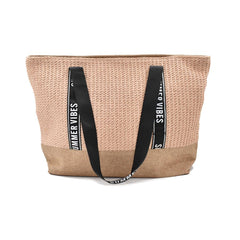 BOLSA DE PLAYA BEIGE CON NEGRO