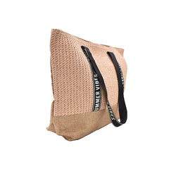 BOLSA DE PLAYA BEIGE CON NEGRO