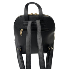 Mochila Casual Para Mujer Negro Efecto Cuero con Detalles en Dorado