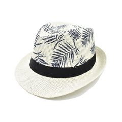 SOMBRERO FEDORA DE NIÑO HOJAS BLANCO