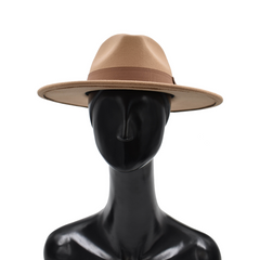 FEDORA FLOPPY BEIGE CLARO CON CINTA CAFÉ