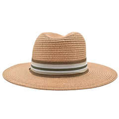 SOMBRERO FEDORA DE HOMBRE CAFÉ DETALLE DE CINTA A RAYAS PARA CABALLERO