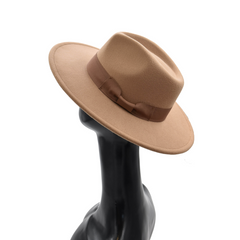 FEDORA FLOPPY BEIGE CLARO CON CINTA CAFÉ