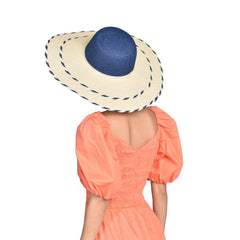 SOMBRERO PAMELA BEIGE DETALLES EN AZUL