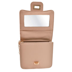 BOLSA MINI CROSSBODY BEIGE CON ESPEJO INTERIOR