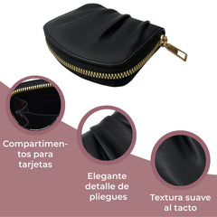 MONEDERO COLOR NEGRO DETALLE DE PLIEGUES