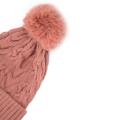 GORRO BÁSICO CON POMPÓN PALO DE ROSA