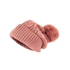 GORRO BÁSICO CON POMPÓN PALO DE ROSA