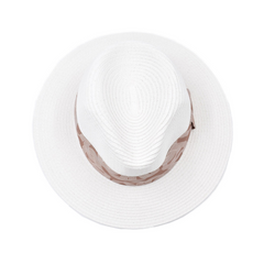 SOMBRERO FEDORA BLANCO CINTA CAFÉ