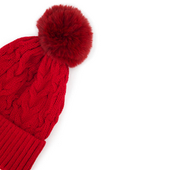 GORRO BÁSICO CON POMPÓN ROJO