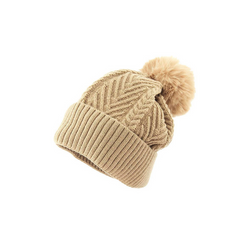 GORRO BÁSICO CON POMPÓN BEIGE CLARO