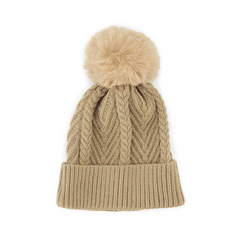 GORRO BÁSICO CON POMPÓN BEIGE CLARO