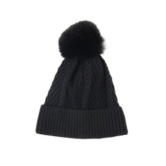 GORRO BÁSICO CON POMPÓN NEGRO