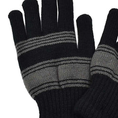 GUANTES DE CABALLERO AFELPADOS NEGRO CON DETALLE DE LÍNEAS EN HORIZONTALES GIS