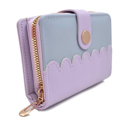 CARTERA MONEDERO BI COLOR CON TRES COMPARTIMIENTOS INTERIOR MORADO