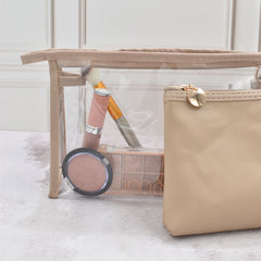 SET DE COSMETIQUERA DE DOBLE CAPA BEIGE