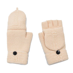 GUANTES SIN DEDOS BEIGE DE MUJER CON CAPUCHA PARA DEDOS