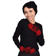 GUANTES TOUCH UNISEX CON MOTIVOS NAVIDEÑOS ROJO