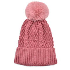 GORRO BÁSICO CON POMPÓN PALO DE ROSA